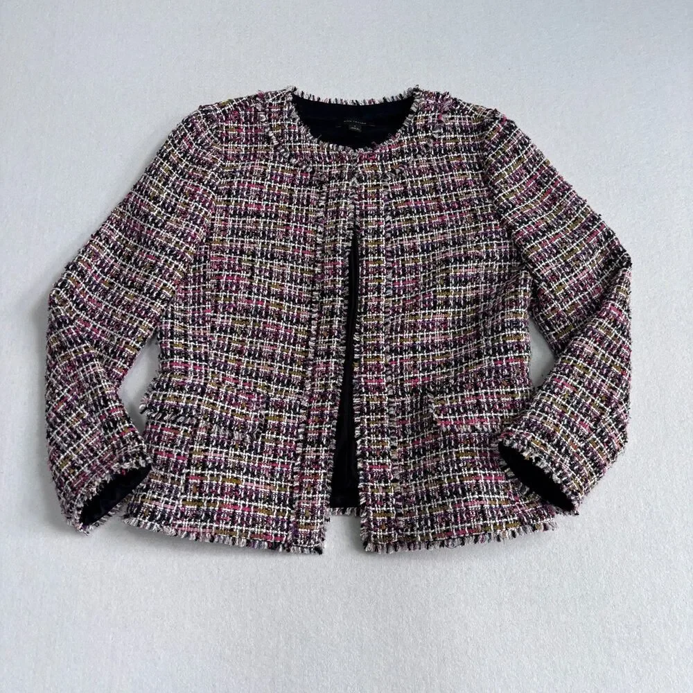 Ann Taylor Tweed Blazer Jacket Women's 8 Multicolor Old Money Career Office